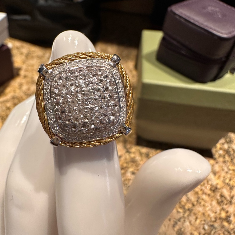 Charriol Steel and Gold Sapphire  Ring size 6 Beautiful Ring